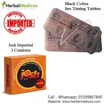 Pack of 1 Black Cobra Tablets and Josh Imported Condoms