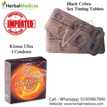 Pack of 1 Black Cobra Tablets and Klimax Ultra Condoms