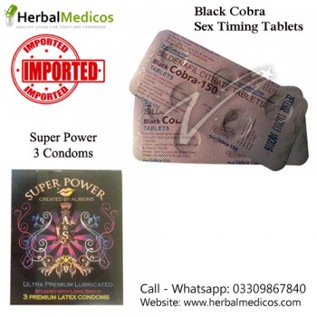 Pack of 1 Black Cobra Tablets and Super Power Condoms