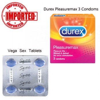 Pack of 2 Vega Tablets and Durex Pleasure Max Condoms